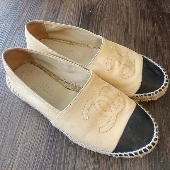 CHANEL Lambskin Espadrilles size 37 Beige - Picture 1 of 6